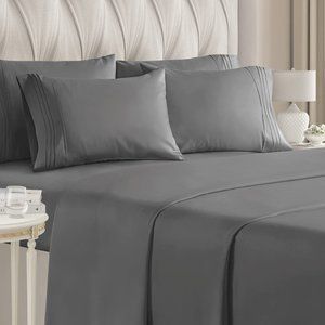 KING - DARK GREY - 6-Piece Cooling Bamboo Sheet